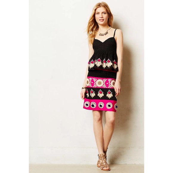 Anthropologie Black and Pink Patterned Skirt - Picture 15 of 15